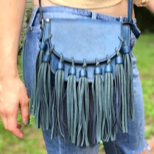 Navy blue fringe purse crossbody